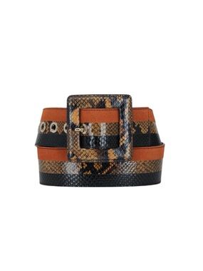 Veronica Beard Risa Multi Snake Print Leather Stripe Belt L